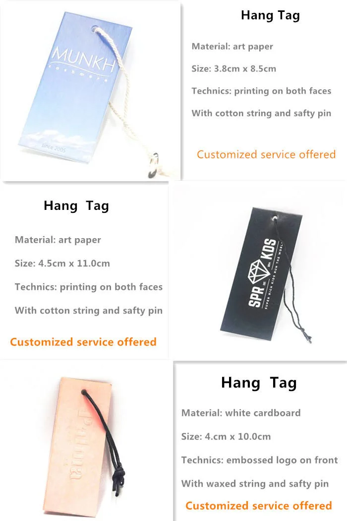 Customized Logo Hang Tag Paper Packaging Card