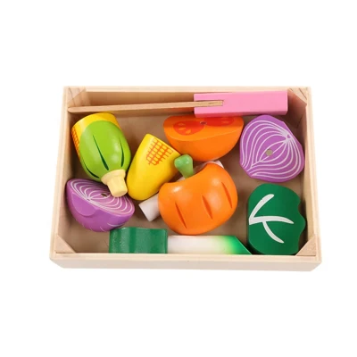Holz Rollenspiel Schneiden Obst Essen Set Küche Puzzle Spielzeug Kognition 3D Puzzle Form